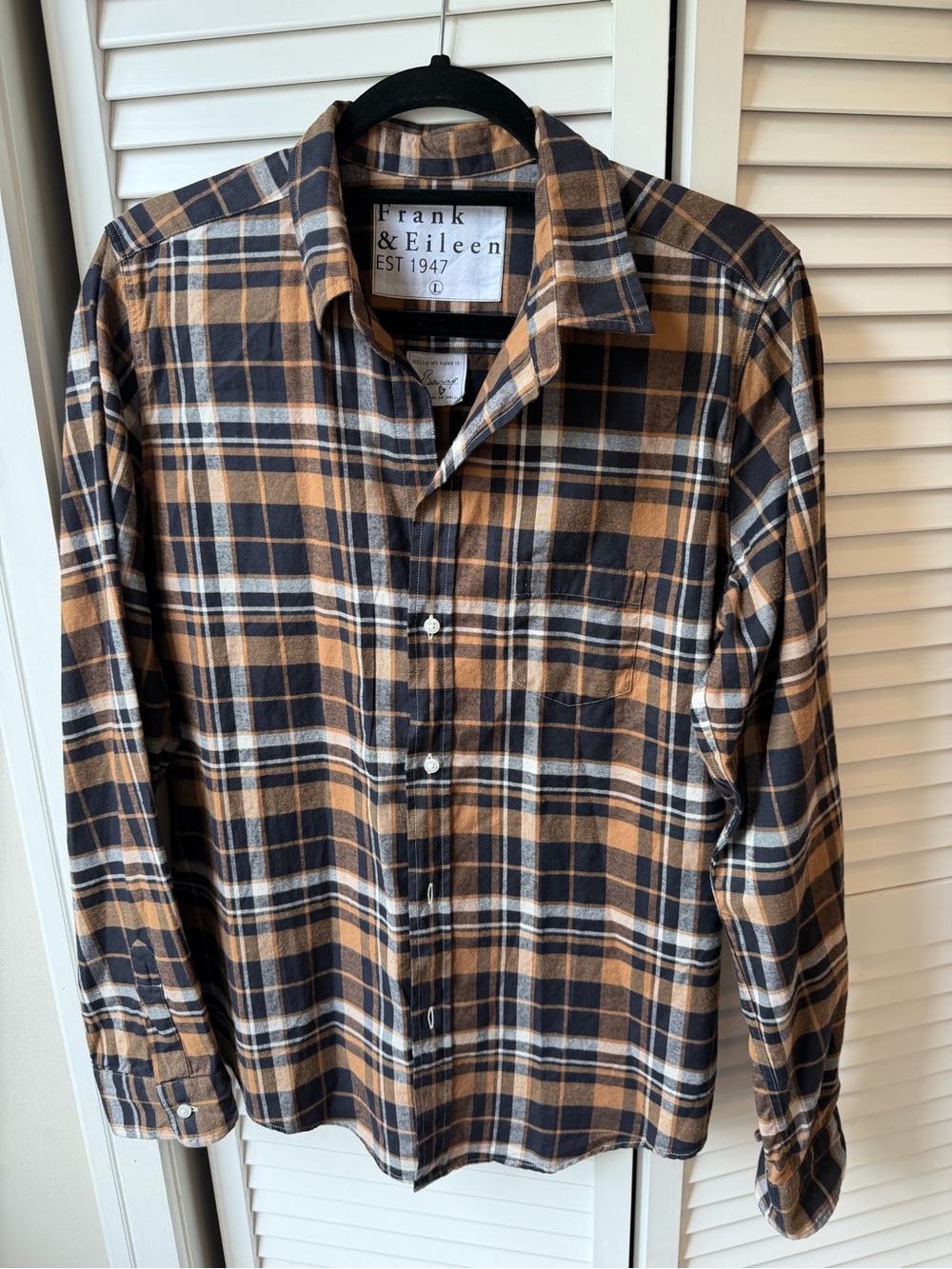 Frank & Eileen Billie Flannel Navy/Brown/White